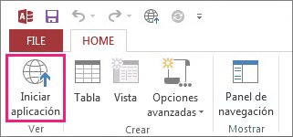 El botón Iniciar aplicación de la pestaña Inicio.