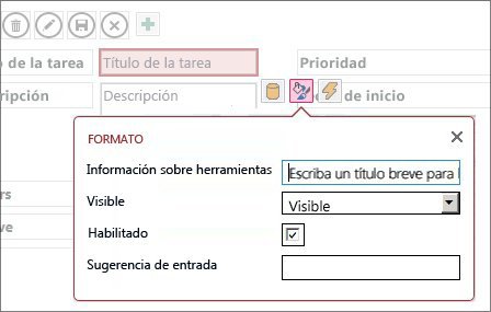 Vista en modo Edición que muestra la configuración de Formato de un cuadro de texto.