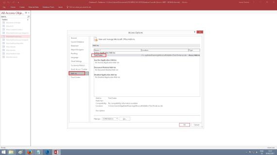 Instalar complemento Add In Access