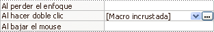Asignación de macro incrustada al evento Al hacer doble clic